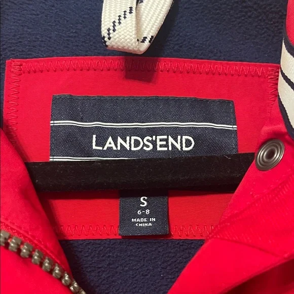 Lands' End Red Lined Raincoat - Picture 3 of 7